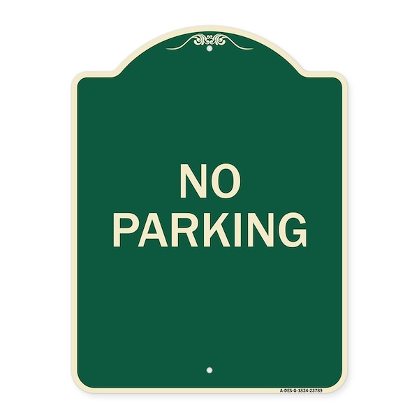 Signmission Designer Series Sign No Parking 2, Green & Tan Heavy-Gauge Aluminum Sign, 24" x 18", G-1824-23789 A-DES-G-1824-23789 - main
